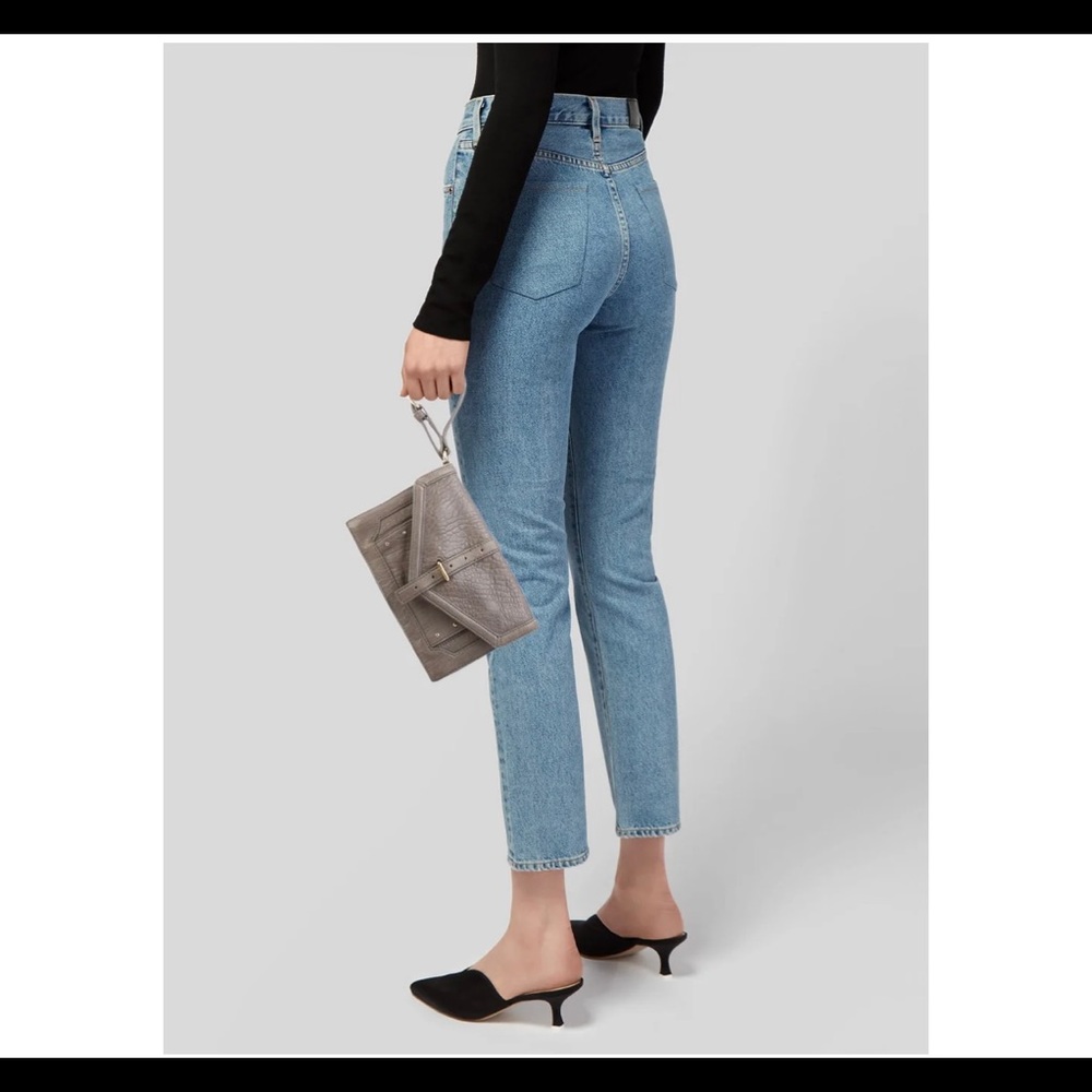 Tory Burch learher clutch purse gray/grey.